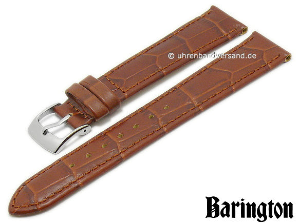 Uhrenarmband Kroko-Print 18mm mittelbraun Leder Kroko-Prägung abgenäht von BARINGTON (Schließenanstoß 16 mm)