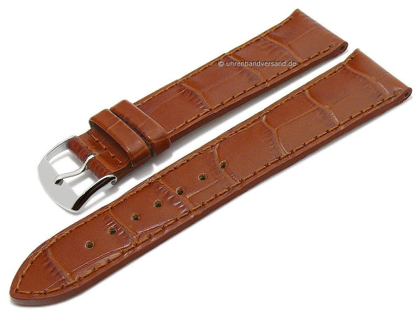 Uhrenarmband Kroko-Print 21mm mittelbraun Leder Kroko-Prägung abgenäht von BARINGTON (Schließenanstoß 18 mm)