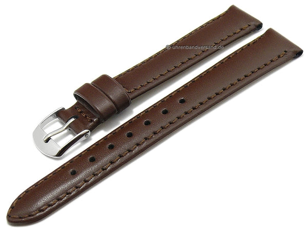 Uhrenarmband Kalb Resisto 10mm mittelbraun echt Leder glatt abgenäht MADE IN GERMANY von BARINGTON (Schließenbreite 08 mm)