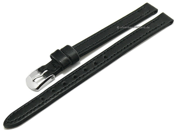 Uhrenarmband Kalb Resisto 08mm schwarz Leder glatt abgenäht MADE IN GERMANY von BARINGTON (Schließenanstoß 08 mm)