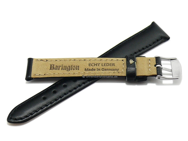 Uhrenarmband Kalb Resisto 15mm schwarz Leder glatt abgenäht MADE IN GERMANY von BARINGTON (Schließenanstoß 14 mm)