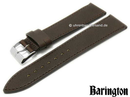 Uhrenarmband Bauhaus 18mm dunkelbraun sehr weiches Leder genarbt matt abgenäht von BARINGTON (Schließenanstoß 16 mm)