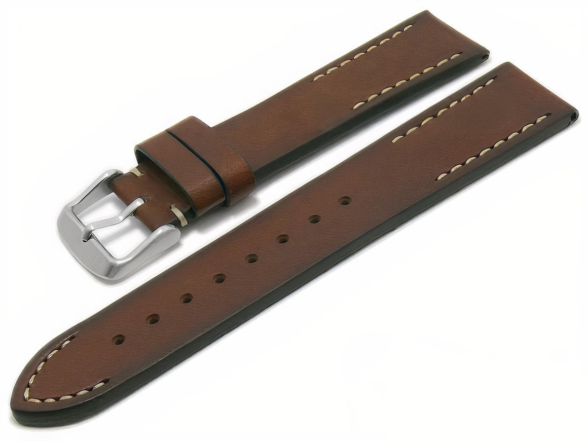Uhrenarmband Woodstock dunkelbraun Leder im Vintage-Style von Eulit
