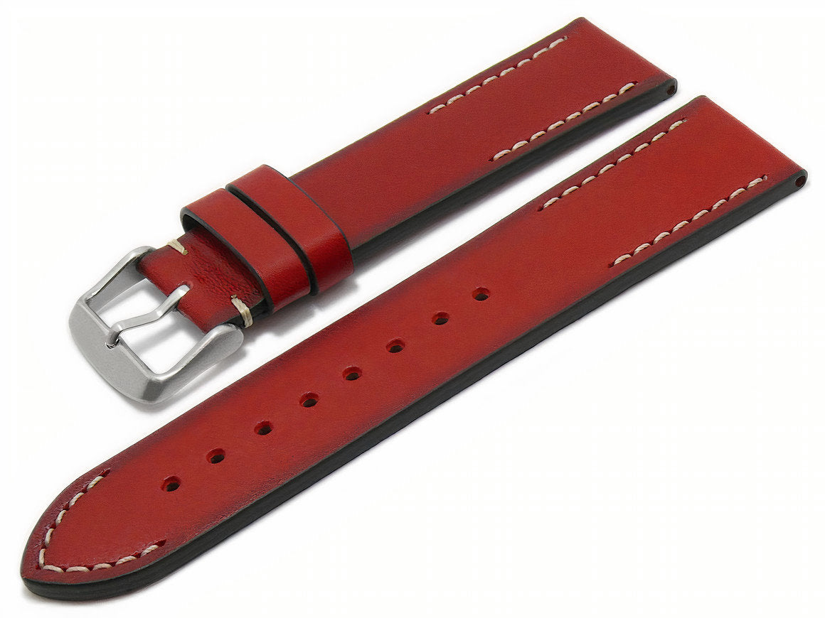 Uhrenarmband Woodstock rot Leder im Vintage-Style von Eulit