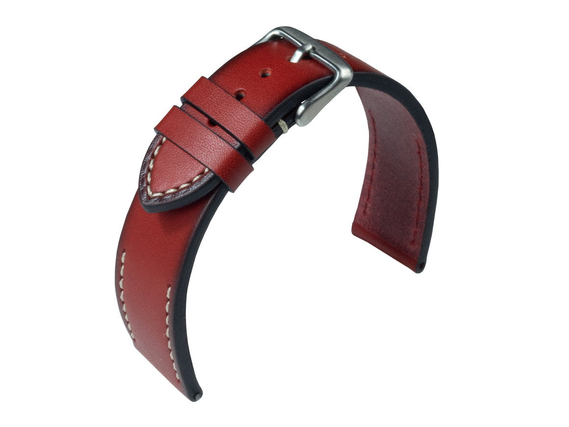 Leder-Uhrenband rot Kontrastnaht Antik-Look von Eulit