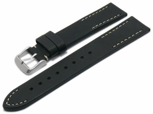 Uhrenarmband Woodstock schwarz Leder im Vintage-Style von Eulit