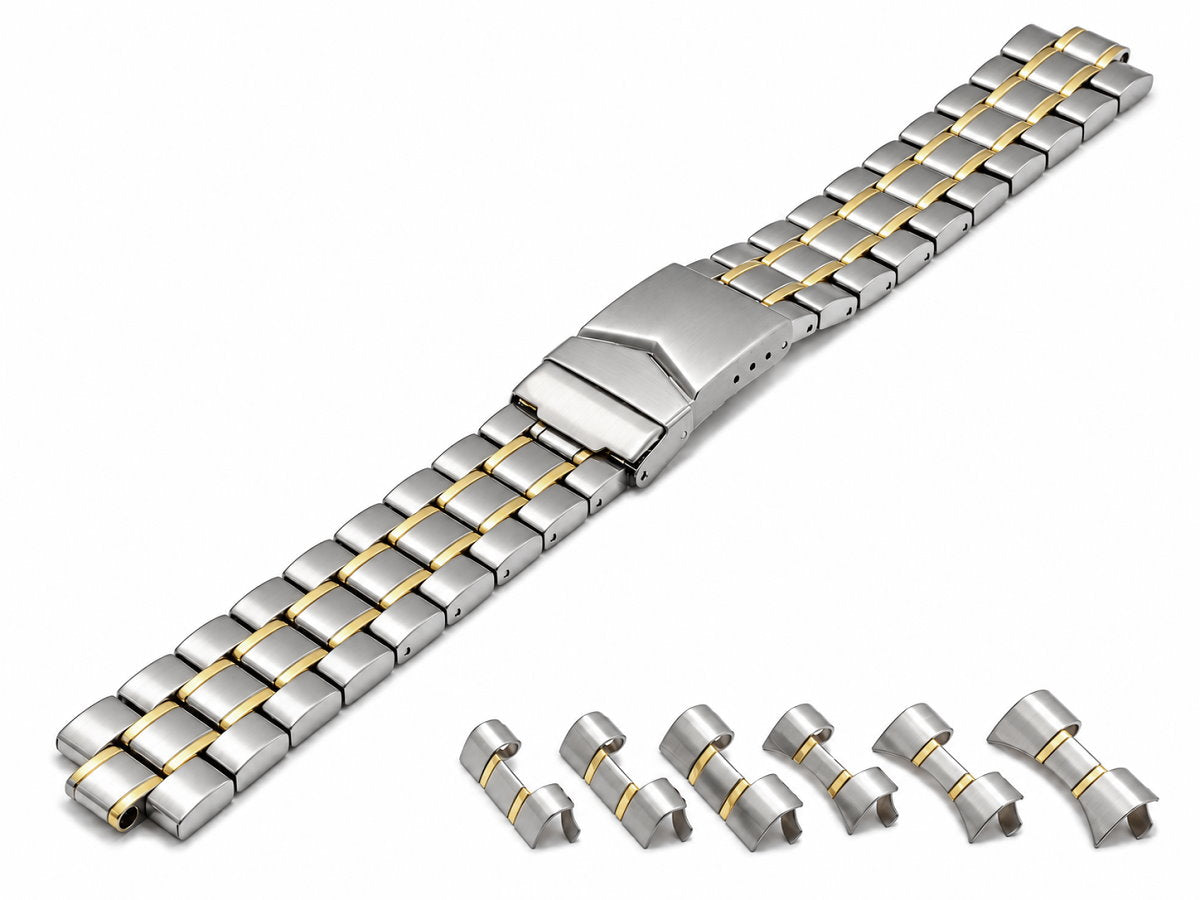 Uhrenarmband Edelstahl bicolor silber/gold 18-22mm von EULIT (Stalux)