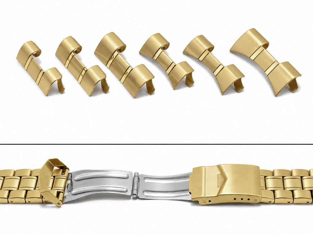 Edelstahl-Uhrenband vergoldet von EULIT (Germany) mit Wechselanstössen 18mm - 20mm - 22mm