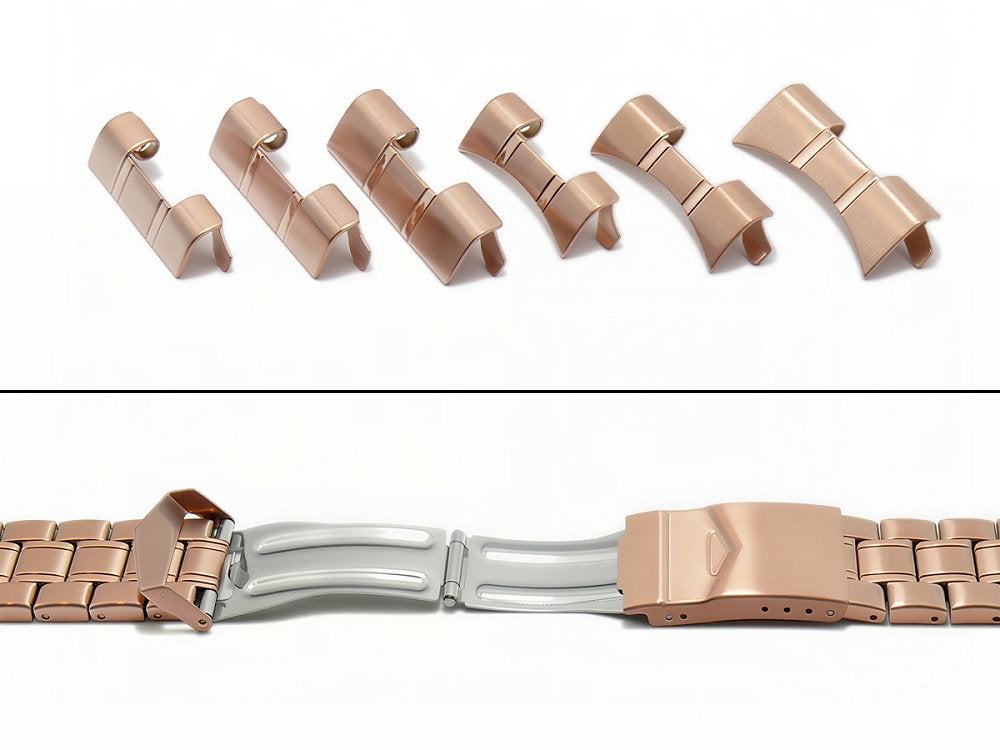 Edelstahl-Uhrenband roségold von EULIT (Germany) mit Wechselanstössen 18mm - 20mm - 22mm