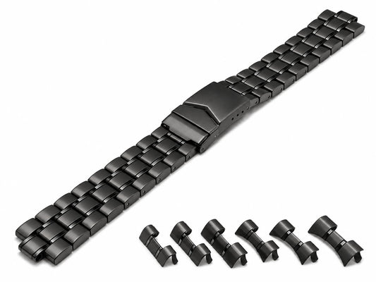Uhrenarmband Edelstahl schwarz 18-22mm von EULIT (Stalux)
