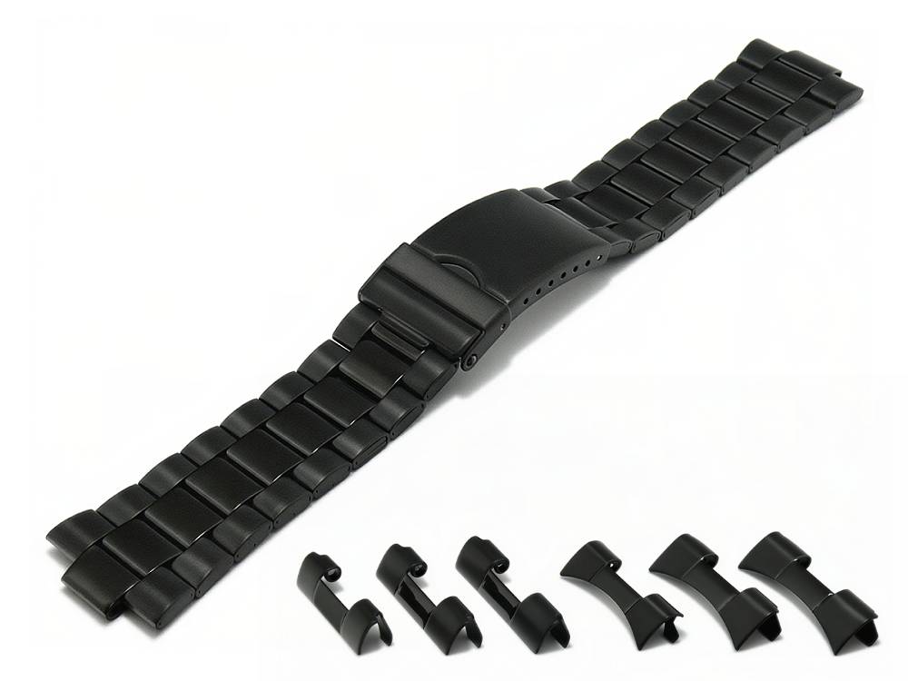 Edelstahl-Uhrenband schwarz mit Wechselanstößen 22mm 24mm 26mm von EULIT (Stalux)