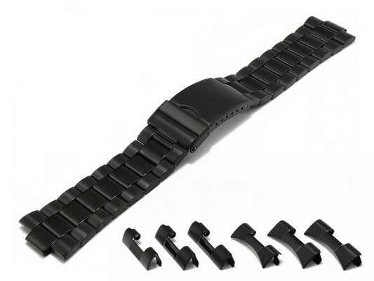 Edelstahl-Uhrenband schwarz mit Wechselanstößen 22mm 24mm 26mm von EULIT (Stalux)
