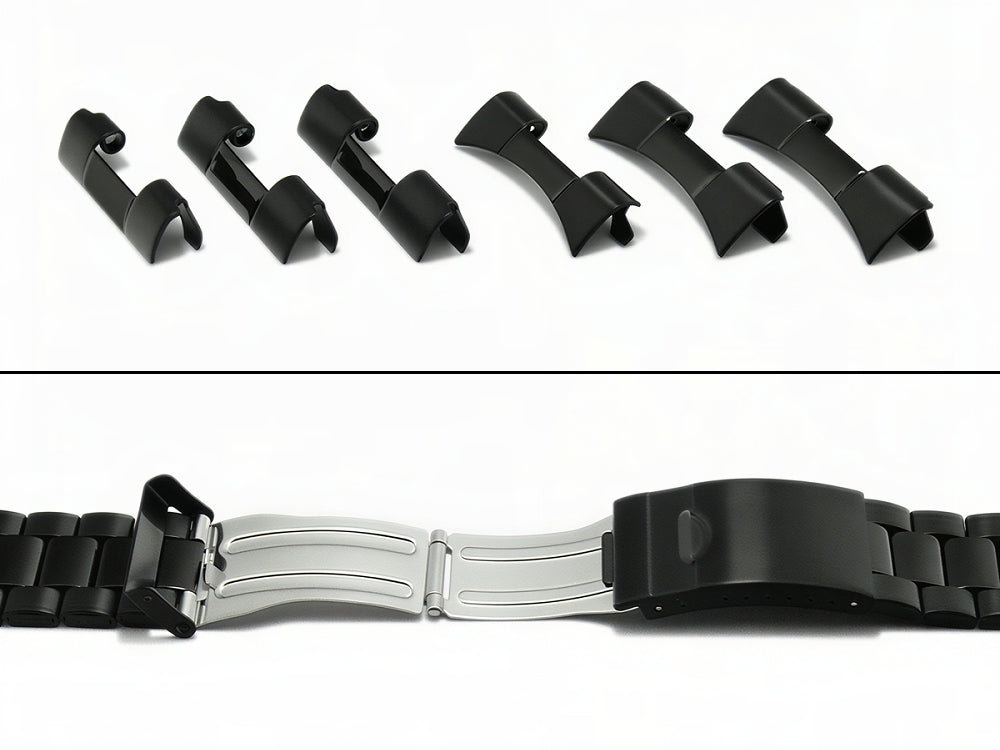 Metall-Uhrband aus Edelstahl schwarz mit Wechselanstoß von Stalux (by Eulit Deutschland)