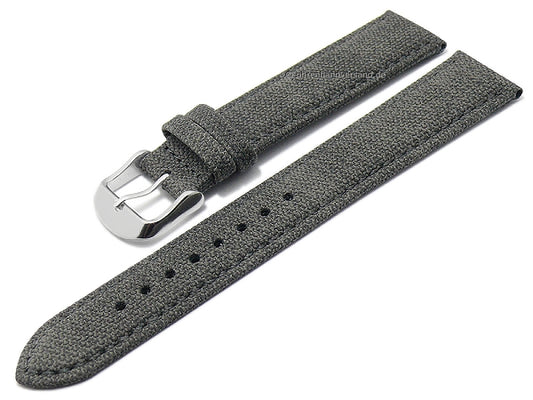 Uhrenarmband Canvas 22mm grau Textil vegan abgenäht MADE IN GERMANY von FLUCO (Schließenanstoß 20 mm)