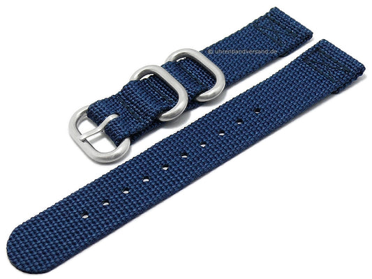 Uhrenarmband Cotton 20mm dunkelblau Textil/Nylon ZULU-Style von FLUCO (Schließenanstoß 20 mm)