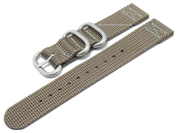 Uhrenarmband Cotton 20mm taupe Textil/Nylon ZULU-Style von FLUCO (Schließenanstoß 20 mm)