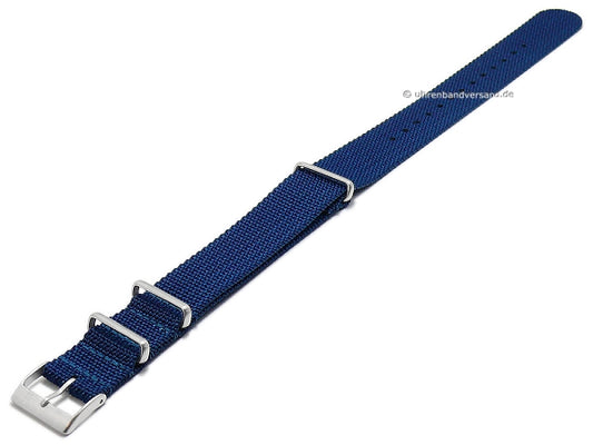 Uhrenarmband Field Cotton 21mm dunkelblau Textil/Nylon Durchzugsband im NATO-Style von FLUCO (Schließenanstoß 21 mm)