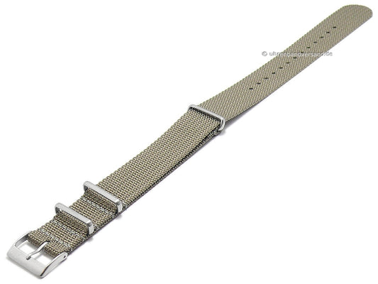 Uhrenarmband Field Cotton 21mm taupe Textil/Nylon Durchzugsband im NATO-Style von FLUCO (Schließenanstoß 21 mm)