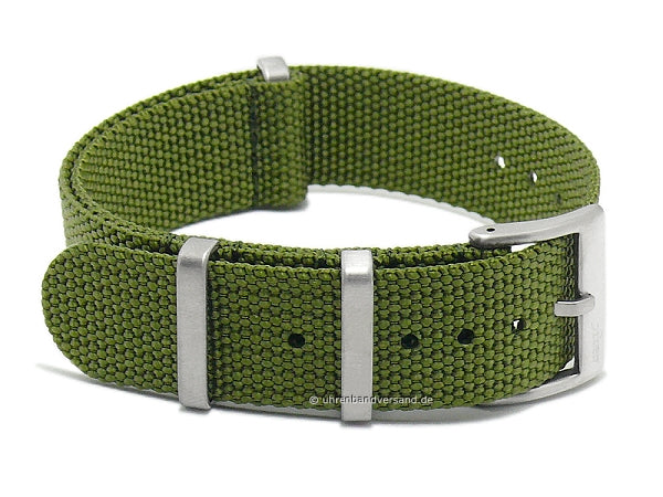 Uhrenarmband Field Cotton 22mm olive Textil/Nylon Durchzugsband im NATO-Style von FLUCO (Schließenanstoß 22 mm)