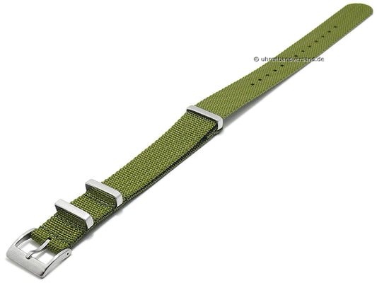 Uhrenarmband Field Cotton 22mm olive Textil/Nylon Durchzugsband im NATO-Style von FLUCO (Schließenanstoß 22 mm)