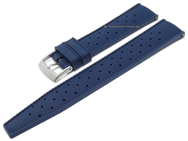 Uhrenarmband Tropic 22mm dunkelblau FKM-Kautschuk mit Schnellwechsel-Stegen von FLUCO (Schließenanstoß 20 mm)