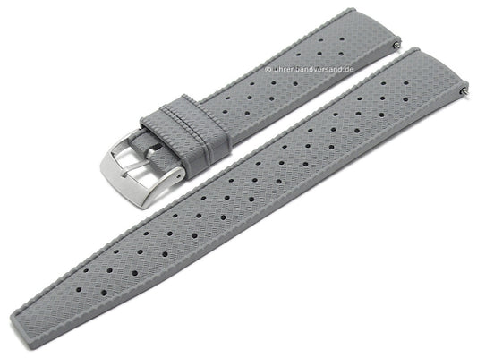 Uhrenarmband Tropic 20mm perlgrau FKM-Kautschuk mit Schnellwechsel-Stegen von FLUCO (Schließenanstoß 18 mm)