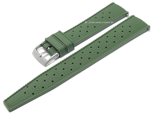 Uhrenarmband Tropic 20mm grün FKM-Kautschuk mit Schnellwechsel-Stegen von FLUCO (Schließenanstoß 18 mm)