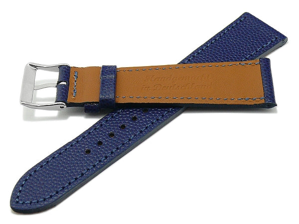 Uhrband Caviar 19mm dunkelblau Leder extravagant geprägt abgenäht MADE IN GERMANY von FLUCO (Schließenanstoß 16 mm)