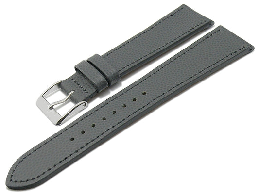 Uhrband Caviar 17mm grau Leder extravagant geprägt abgenäht MADE IN GERMANY von FLUCO (Schließenanstoß 16 mm)