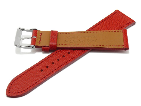 Uhrband Caviar 20mm rot Leder extravagant geprägt abgenäht MADE IN GERMANY von FLUCO (Schließenanstoß 16 mm)
