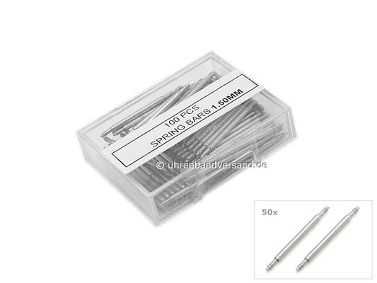 100tlg Federsteg-Sortiment Brela 24mm Metall silberfarben Durchmesser 1.5 mm von MEYHOFER