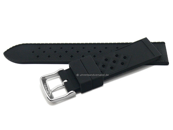 Uhrenarmband 24mm schwarz Silikon sportiv (Schließenanstoß 22 mm)