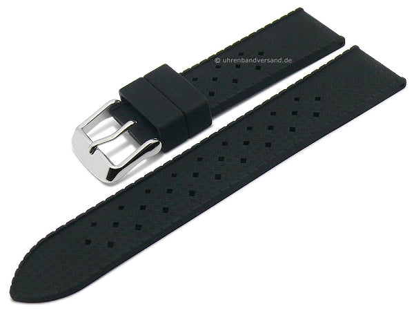 Uhrenarmband 20mm schwarz Silikon sportiv (Schließenanstoß 18 mm)