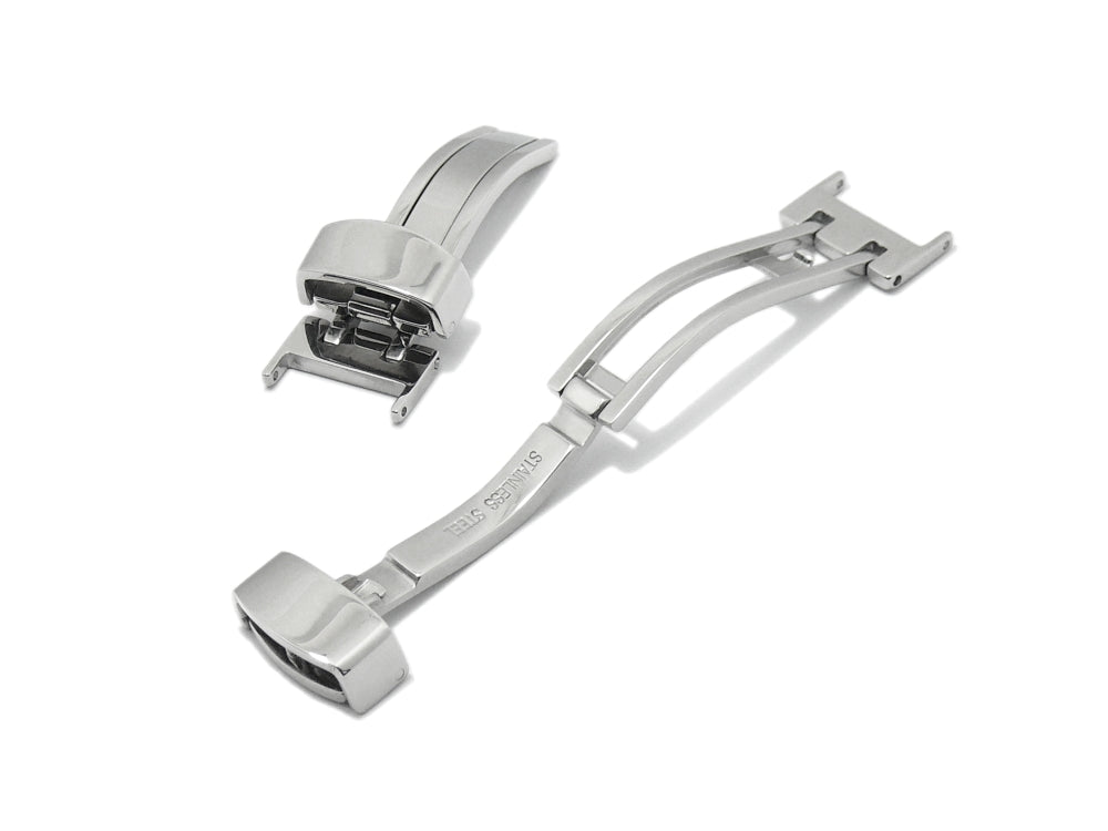 Kippfaltschließe (HeKFS-03) 12mm Edelstahl poliert für Leder-Uhrenarmbänder & mehr