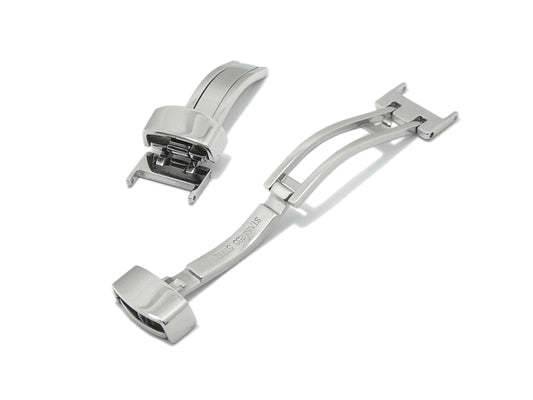 Kippfaltschließe (HeKFS-03) 14mm Edelstahl poliert für Leder-Uhrenarmbänder & mehr