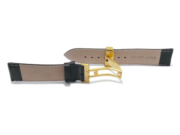 Kippfaltschließe (HeKFS-05) 22mm Edelstahl goldfarben poliert für Leder-Uhrenarmbänder & mehr