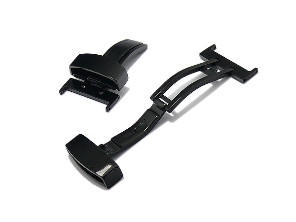 Kippfaltschließe (HeKFS-07) 16mm schwarz Edelstahl poliert für Leder-Uhrenarmbänder & mehr