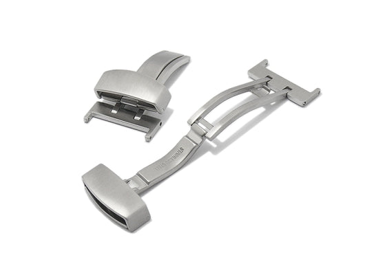 Kippfaltschließe (HeKFS-10) 22mm Edelstahl gebürstet für Leder-Uhrenarmbänder & mehr