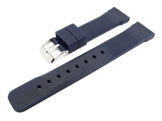 Uhrenarmband 18mm dunkelblau Silikon glatte Oberfläche robust (Schließenanstoß 16 mm)