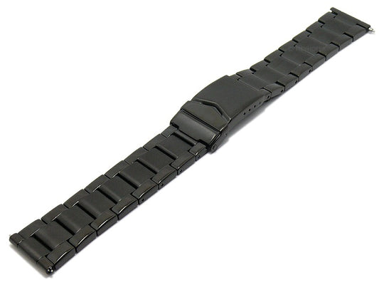 Meyhofer EASY-CLICK Uhrenarmband Crowder 20mm schwarz Edelstahl teilweise poliert mit Faltschließe