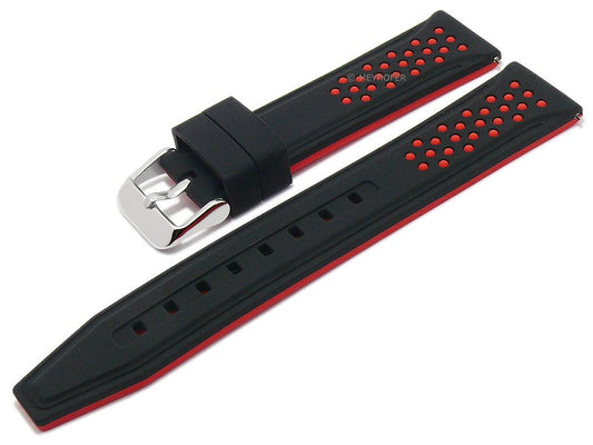 Uhrenarmband EASY-CLICK Aruba 20mm schwarz/rot Silikon sportiv von MEYHOFER (Schließenbreite 18 mm)