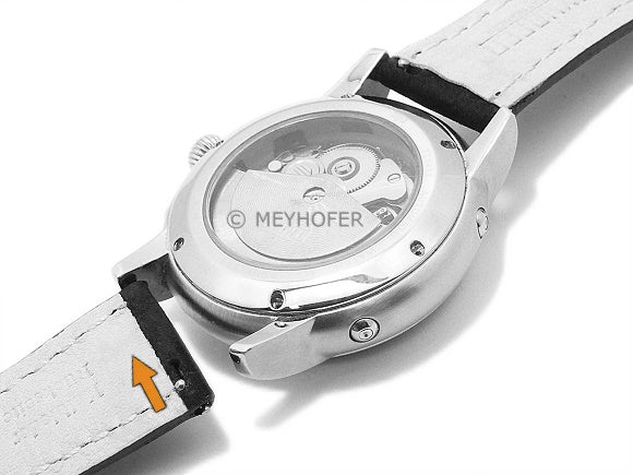 Meyhofer EASY-CLICK Uhrenarmband Yellowstone 22mm dunkelbraun Leder velourartig abgenäht (Schließenanstoß 20 mm)