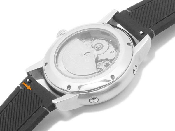 Uhrenarmband EASY-CLICK Millwood 20mm schwarz Silikon glatt rote Kontrastnaht von MEYHOFER (Schließenbreite 18 mm)