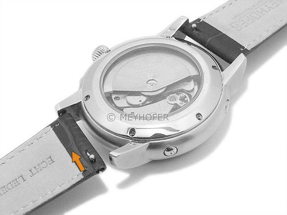 Meyhofer EASY-CLICK Uhrenarmband XS Biscayne 22mm rot Leder Alligator-Prägung abgenäht (Schließenanstoß 20 mm)