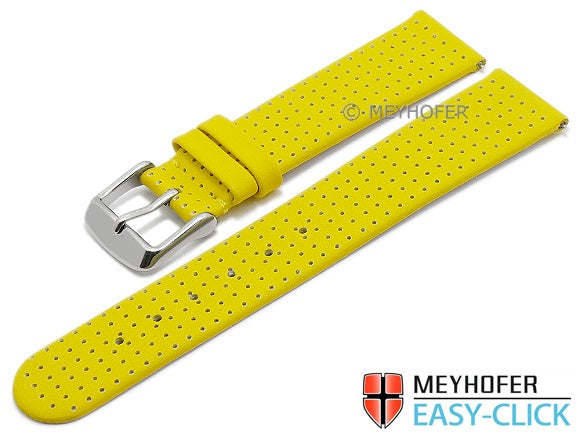 Meyhofer EASY-CLICK Uhrenarmband Adelaide 18mm gelb Leder perforiert matt (Schließenanstoß 18 mm)