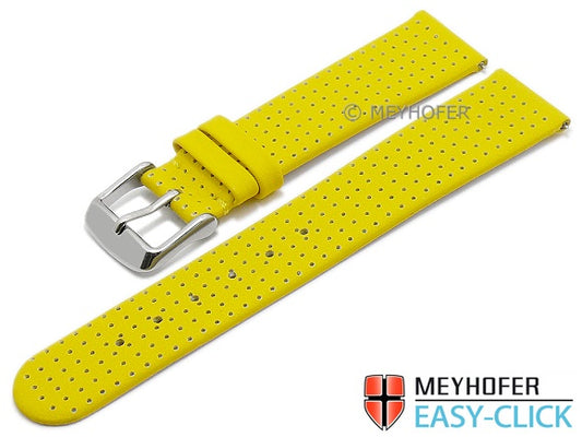 Meyhofer EASY-CLICK Uhrenarmband Adelaide 18mm gelb Leder perforiert matt (Schließenanstoß 18 mm)