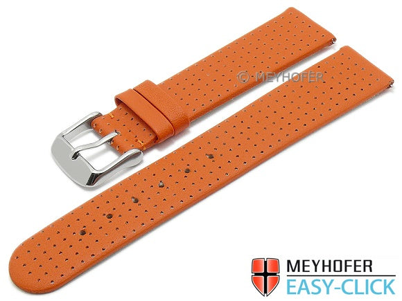 Meyhofer EASY-CLICK Uhrenarmband Adelaide 18mm orange Leder perforiert matt (Schließenanstoß 18 mm)