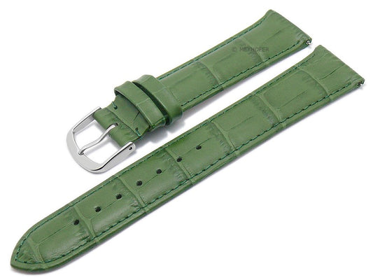 Meyhofer EASY-CLICK Uhrenarmband Sacaton 16mm grün Leder Alligator-Prägung abgenäht (Schließenanstoß 16 mm)