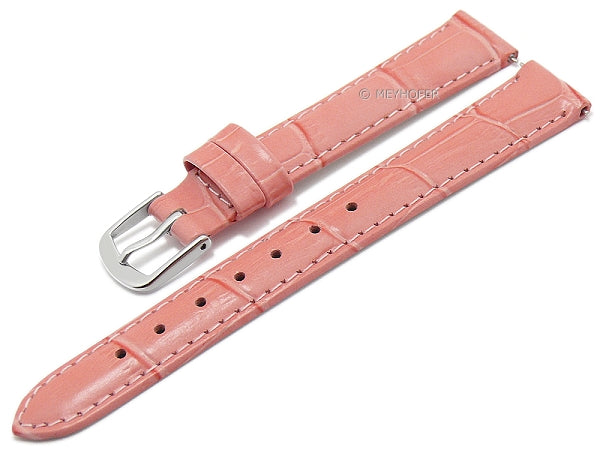 Meyhofer EASY-CLICK Uhrenarmband Sacaton 14mm rosa Leder Alligator-Prägung abgenäht (Schließenanstoß 12 mm)
