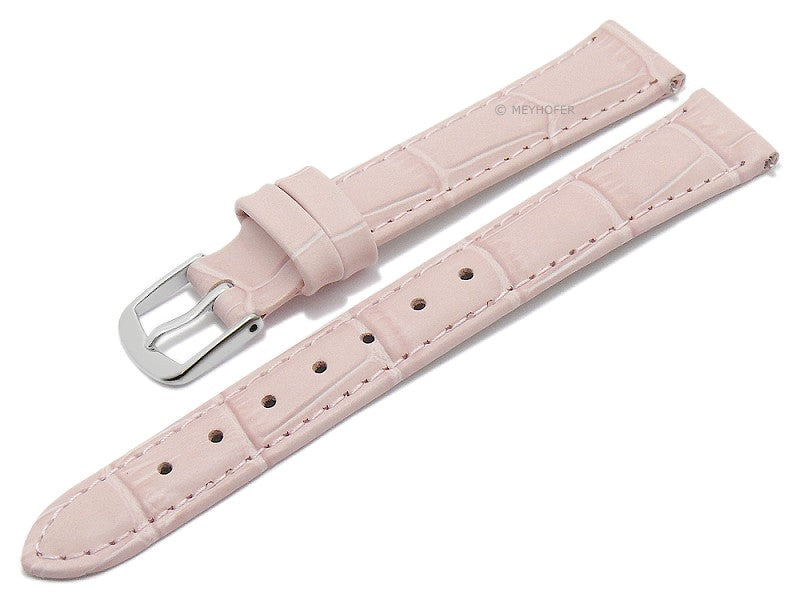 Meyhofer EASY-CLICK Uhrenarmband Sacaton 12mm rosa Leder Alligator-Prägung abgenäht (Schließenanstoß 12 mm)